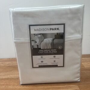 Madison Park 1500 Thread Count King Size 4pc Sheet Set White NEW